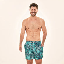 Carregar imagem no visualizador da galeria, Model Front: Uv Line Swim Shorts Short Acqua Coqueiros Turquesa Upf50+