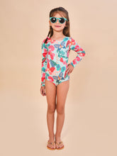 Carregar imagem no visualizador da galeria, Model Front: Uv Line Girl's One-Piece Swimsuit Girl Borboletinha Upf50+