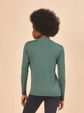 Carregar imagem no visualizador da galeria, Model Back: Uv Line Rash Guard Longsleeve Fem New Fit Textura Verde Jade Upf50+