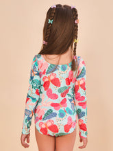 Carregar imagem no visualizador da galeria, Model Back: Uv Line Girl's One-Piece Swimsuit Girl Borboletinha Upf50+