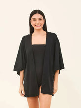 Carregar imagem no visualizador da galeria, Gallery: Uv Line Kaftans / Cover Ups Kimono Color Black Upf50+