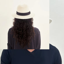 Carregar imagem no visualizador da galeria, Model Back: Uv Line Panama Hat Hat Shanghai Imp Uni White Black Upf50+