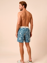 Carregar imagem no visualizador da galeria, Model Back: Uv Line Short For Men / Bermuda Shorts Acqua Boxer Tie Dye Blue Upf50+