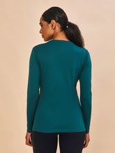 Carregar imagem no visualizador da galeria, Model Back: Uv Line Rash Guard Longsleeve Fem New Fit Petroleo Upf50+