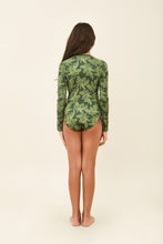 Carregar imagem no visualizador da galeria, Model Back: Uv Line Girl's One-Piece Girl Macae Folhagem Verde Upf50+
