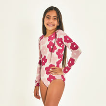 Carregar imagem no visualizador da galeria, Image 02: Uv Line Girl's One-Piece Swimsuit Flores Upf50+