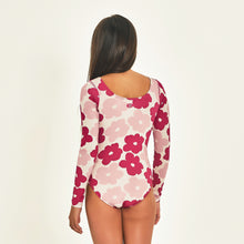 Carregar imagem no visualizador da galeria, Model Back: Uv Line Girl's One-Piece Swimsuit Flores Upf50+