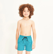 Carregar imagem no visualizador da galeria, Model Front: Uv Line Boy's Swimwear Short Aqua Lucca Petroleo Upf50+
