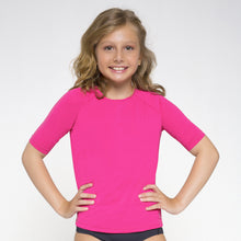 Carregar imagem no visualizador da galeria, Gallery: Uv Line Rash Guard Camiseta Kids Uvpro Mc Pink Upf50+
