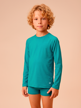 Carregar imagem no visualizador da galeria, Gallery: Uv Line Rash Guard Longsleeve Uvpro Kids Green Sea Upf50+
