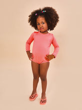 Carregar imagem no visualizador da galeria, Model Front: Uv Line Baby Swimwear Baby Longsleeve Swimsuit Coral Upf50+
