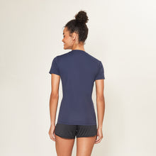 Carregar imagem no visualizador da galeria, Model Back: Uv Line Fitness Top Sport Fit Fem Marinho Upf50+
