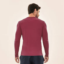 Carregar imagem no visualizador da galeria, Model Back: Uv Line Rash Guard Longsleeve Uvpro Masc Vermelho Queimado Upf50+
