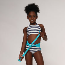Carregar imagem no visualizador da galeria, Image 04: Uv Line Girl's Two-Piece Bikini Set Listras Upf50+
