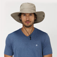 Carregar imagem no visualizador da galeria, Model Front: Uv Line Floppy Hat Safari Kaki Upf50+
