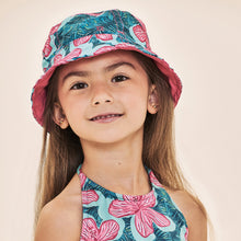 Carregar imagem no visualizador da galeria, Model Front: Uv Line Bucket Hat Napoli Kids Hibiscus Upf50+
