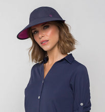 Carregar imagem no visualizador da galeria, Model Front: Uv Line Caps Visor Capri Colors Nac Fem Navy Blue Rose Upf50+
