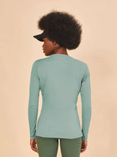 Carregar imagem no visualizador da galeria, Model Back: Uv Line Rash Guard Longsleeve Fem New Fit Verde Agua Upf50+
