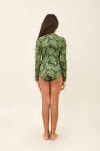 Carregar imagem no visualizador da galeria, Model Back: Uv Line Girl's One-Piece Girl Macae Folhagem Verde Upf50+
