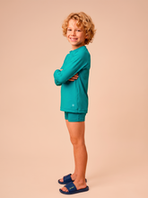 Carregar imagem no visualizador da galeria, Image 03: Uv Line Rash Guard Longsleeve Uvpro Kids Green Sea Upf50+
