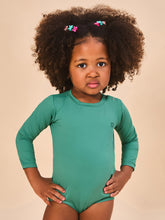 Carregar imagem no visualizador da galeria, Model Front: Uv Line Baby Swimwear Baby Longsleeve Swimsuit Deep Sea Upf50+
