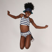 Carregar imagem no visualizador da galeria, Model Front: Uv Line Girl&#39;s Two-Piece Bikini Set Listras Upf50+
