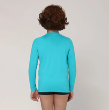 Carregar imagem no visualizador da galeria, Model Back: Uv Line Rash Guard Camiseta Kids Uvpro Ml Azul Piscina Upf50+
