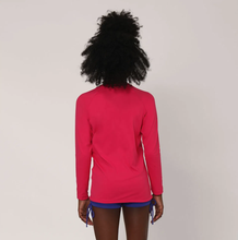 Carregar imagem no visualizador da galeria, Model Back: Uv Line Rash Guard Camiseta Kids Uvpro Ml Pink Upf50+
