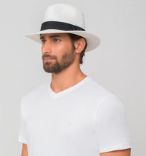 Carregar imagem no visualizador da galeria, Model Back: Uv Line Panama Hat Chapeu Shanghai Imp Uni Branco/Preto
