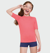 Carregar imagem no visualizador da galeria, Image 02: Uv Line Rash Guard Kids Fpu50+ Uvpro Short Sleeve T-Shirt Coral Uv
