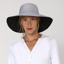 Carregar imagem no visualizador da galeria, Model Front: Uv Line Floppy Hat San Diego Cinza Preto Upf50+
