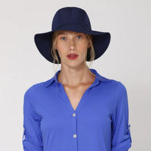 Carregar imagem no visualizador da galeria, Model Front: Uv Line Floppy Hat San Remo Fpu50+ Hat Navy Blue Uv

