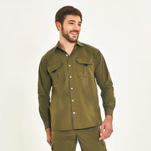 Carregar imagem no visualizador da galeria, Model Front: Uv Line Fitness Top Tenerife Verde Militar Upf50+

